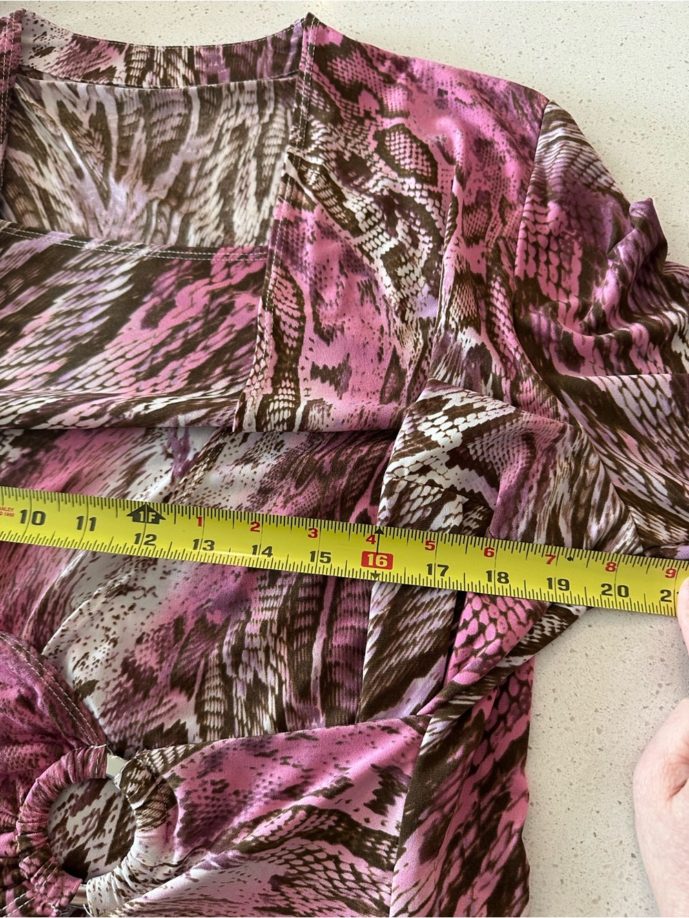 Pink and Brown Snake-Print Wrap Top - Women's - Picture 6 of 6